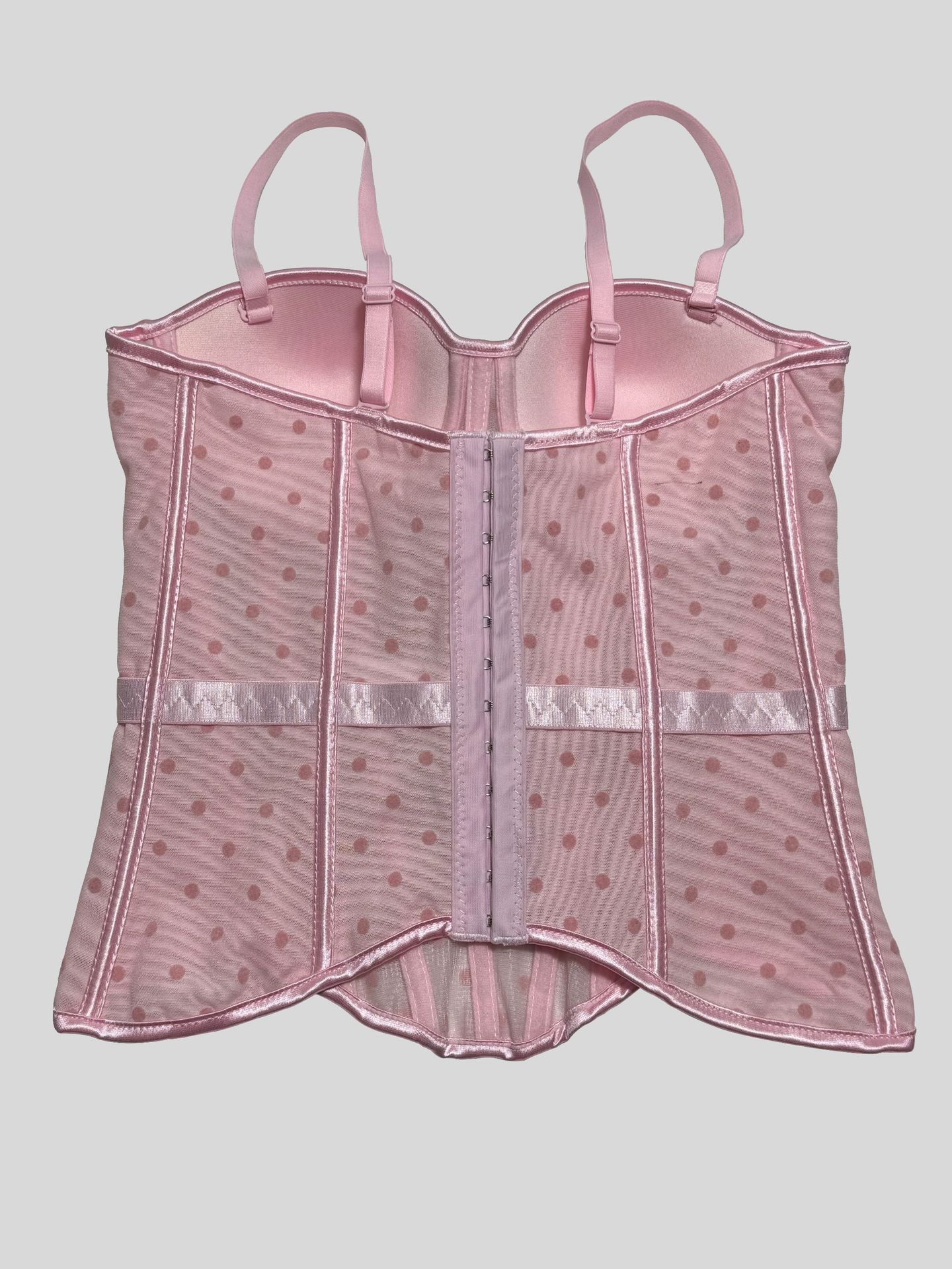 Womens Mesh Polka Dot Corset Bustier Top - Tummy Control Waist Cincher